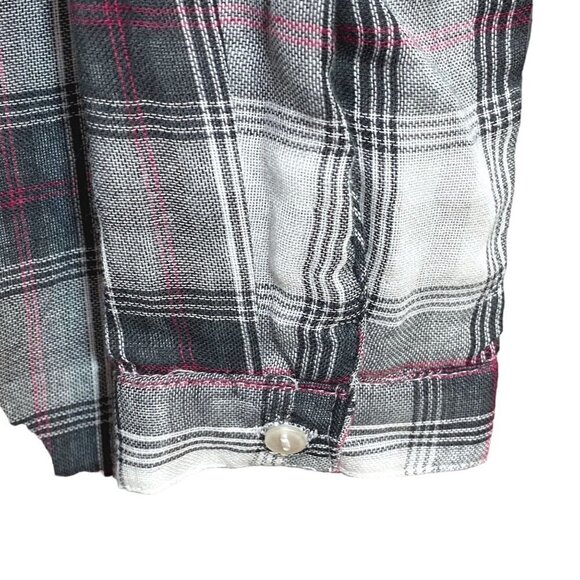 WET SEAL Plaid Tunic Top Small Black Check Lace up Long Shirt NWT - Picture 10 of 11